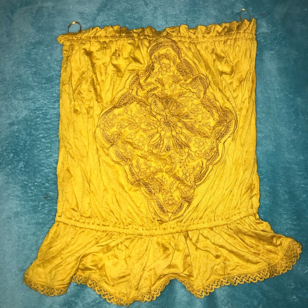 Gold Floral Design Tube Top